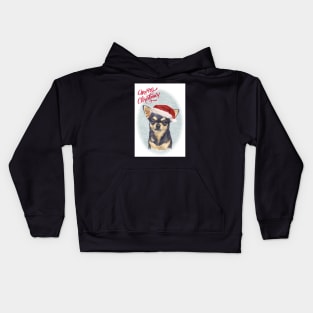 Smooth Haired Chihuahua Merry Christmas Santa Dog Kids Hoodie